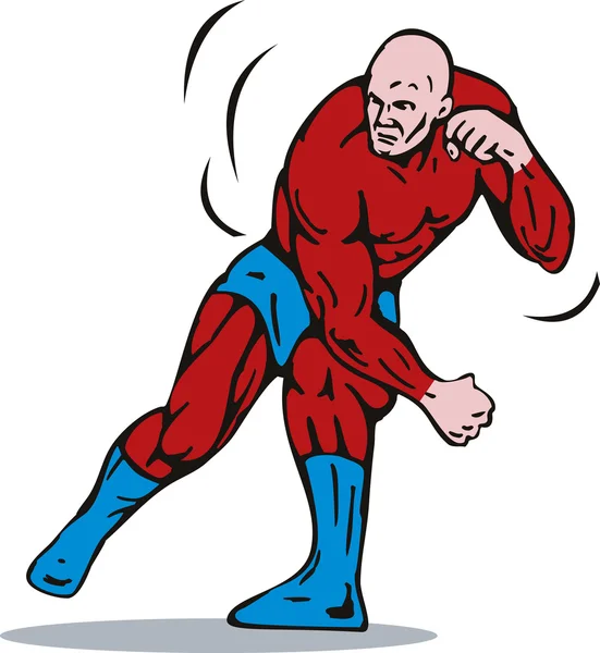 Мультфильм супер герой бегущий кулаками — стоковое фото