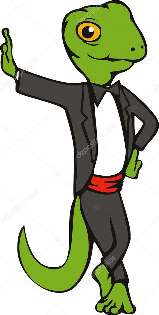 Cartoon gecko with top hat bow tie tuxedo standing Stock Photo by  ©patrimonio 7977175