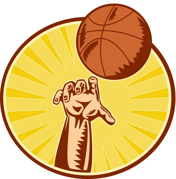 Basketbalový hráč ruku chytání vrhací míč — Stock fotografie