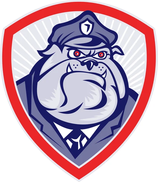 Cartoon Police Dog Watchdog Bulldog Shield — Stock Photo, Image