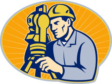 Surveyor Engineer Theodolite Total Station clipart