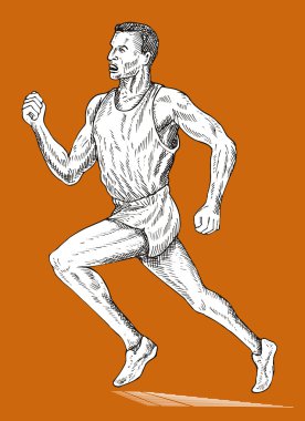 Track and field athlete running clipart