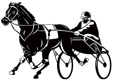Horse and jockey harness racing clipart