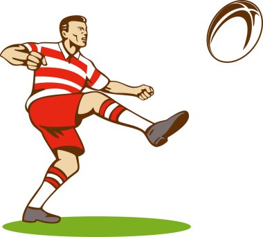Topu topu tekmeleme ile rugby oyuncusu