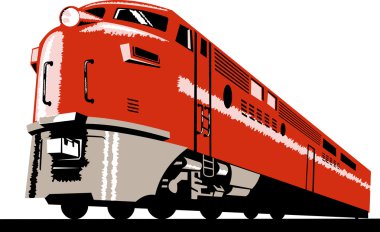 Diesel train locomotive retro clipart