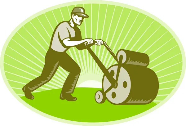 Opiekun zrób parę rundek rolki trawnik — Zdjęcie stockowe