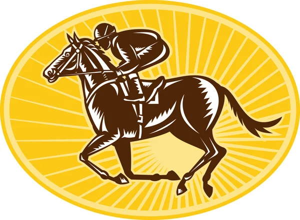 Jockey And Horse Racing Retro Style — Stock Photo, Image