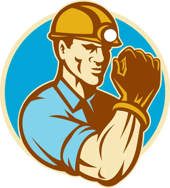 Coal Miner With Clenched Fist Retro — Stock Photo, Image