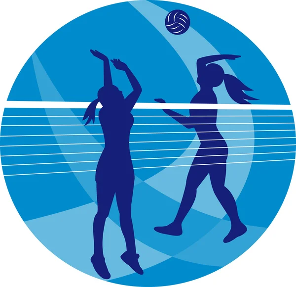 Volleyball Player Spiking Blocking Ball — Stock Photo, Image