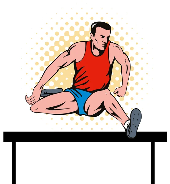 Track and field athlete jumping hurdle — Stock Photo, Image