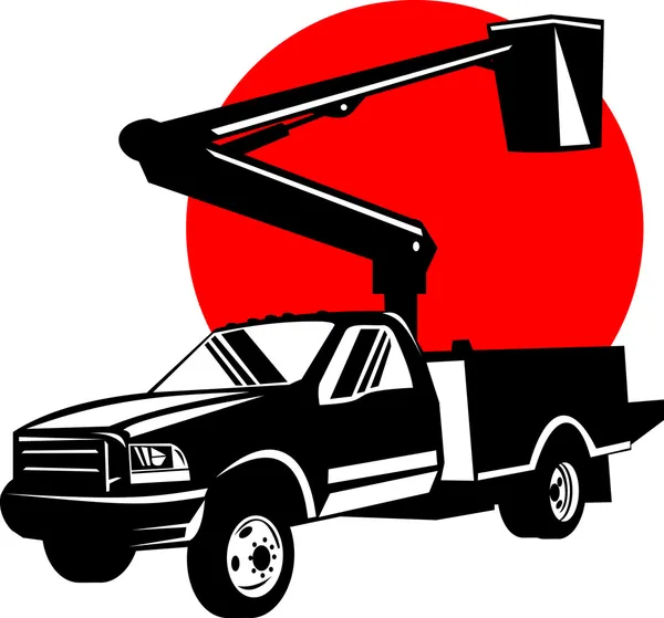 Emmer pick-up truck met cherry picker — Stockfoto