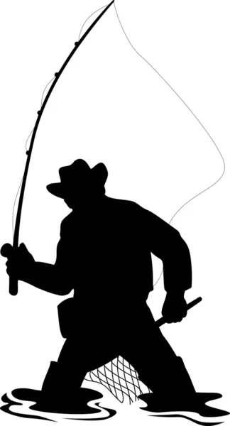 Vuela pescador con caña y carrete — Foto de Stock