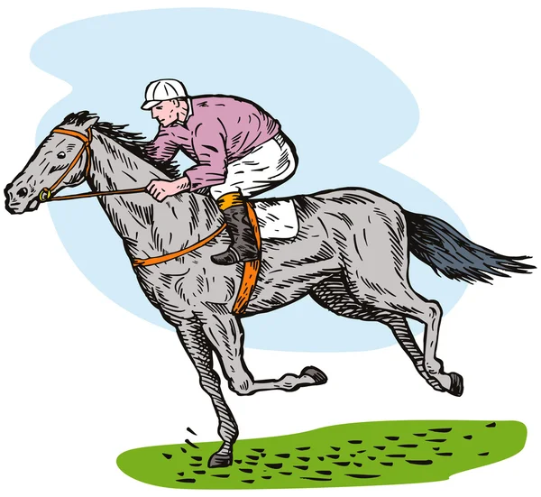 Horse and jockey racing — Stock Photo, Image