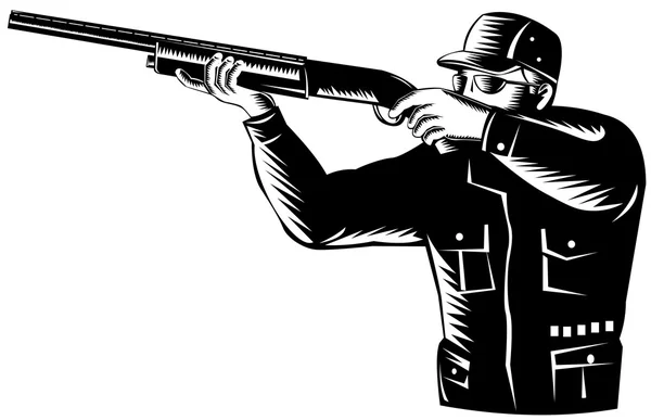 Cazador apuntando rifle de escopeta — Foto de Stock