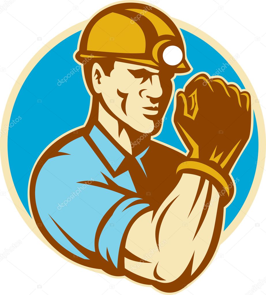 Coal Miner With Clenched Fist Retro