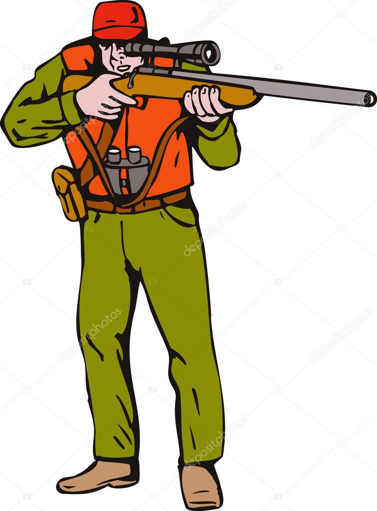 Hunter aiming shotgun rifle