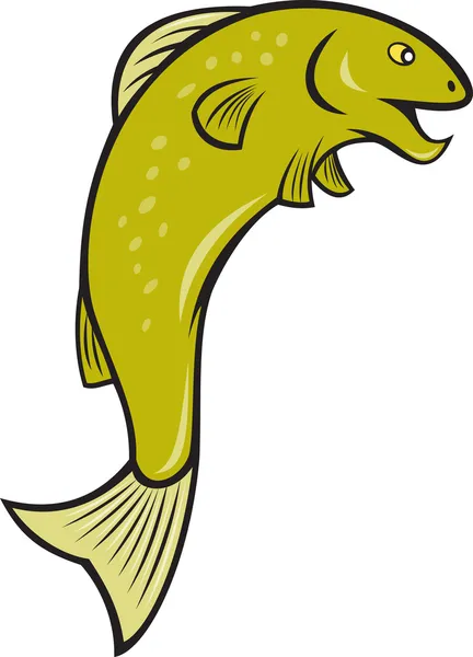 Cartoon Spotted Trout Fish Jumping — Stock Photo, Image