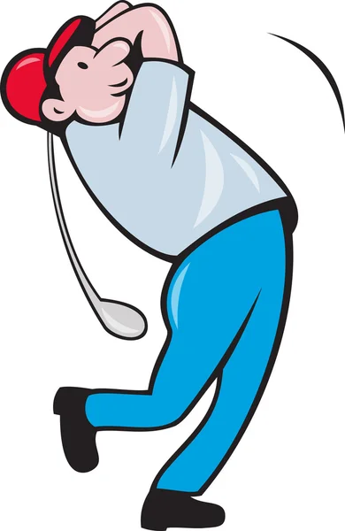 Γελοιογραφία παίχτης του γκολφ γκολφ ταλάντευση γκολφ κλαμπ — Φωτογραφία Αρχείου