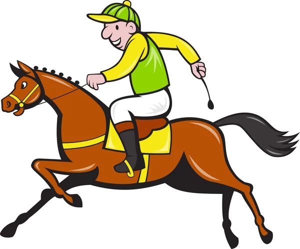 Cartoon jóquei e lado de corridas de cavalos — Fotografia de Stock