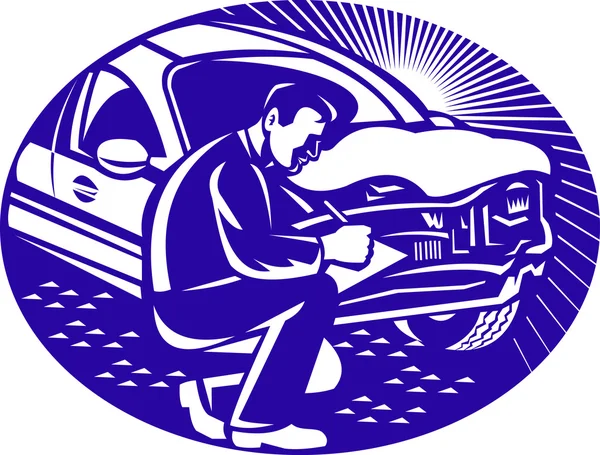 Ajusteur d'assurance auto collision de voiture — Image vectorielle