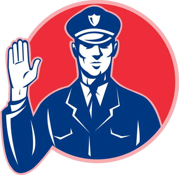 Oficial de Policía Policía Stop Hand — Vector de stock