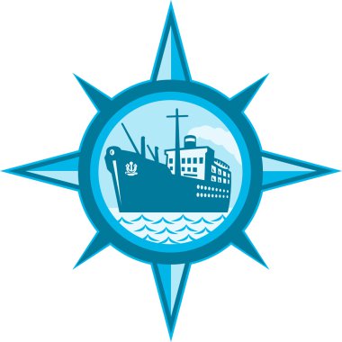 Passenger Cargo Ship Ocean Liner Compass clipart