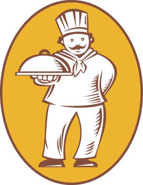 Chef Baker Cook With Platter clipart