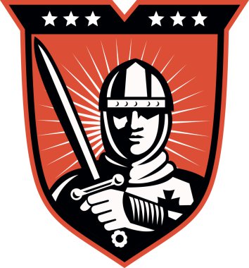 Knight Crusader With Sword Shield clipart