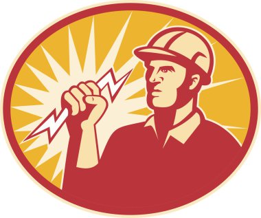 Electrician Power Line Worker Lightning Bolt clipart