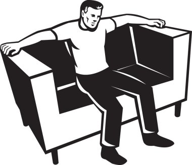 Man Sitting On Couch Chair clipart