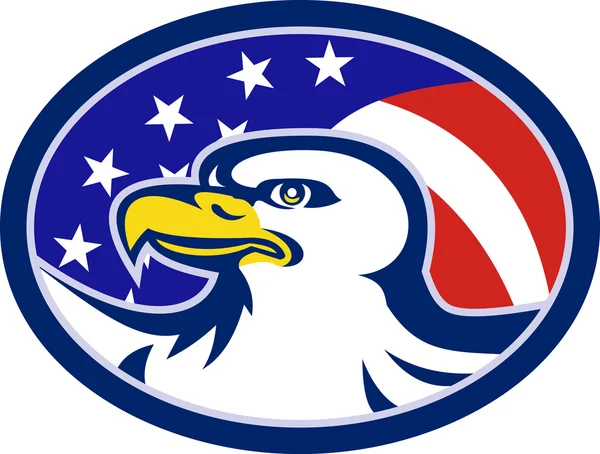American Bald Eagle Stars Stripes Bandeira — Vetor de Stock