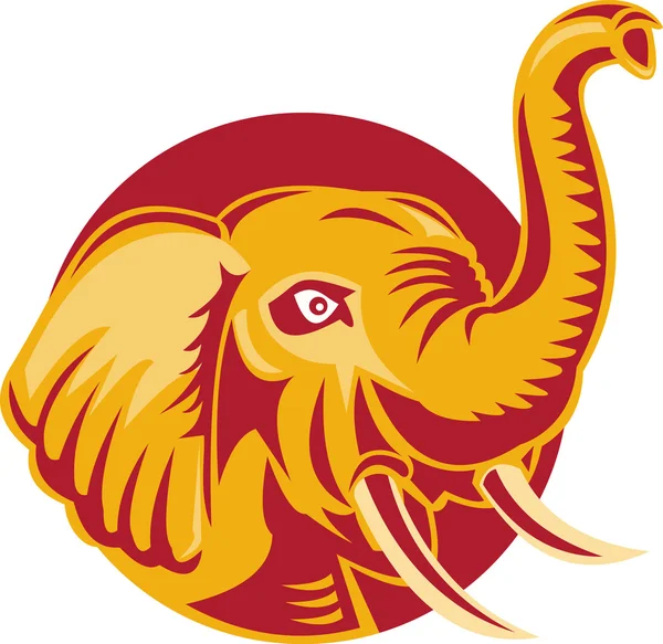Arg afrikansk elefant huvud retro — Stock vektor