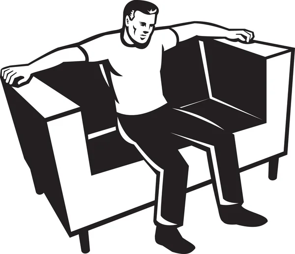 Mann sitzt auf Couchstuhl — Stockvektor