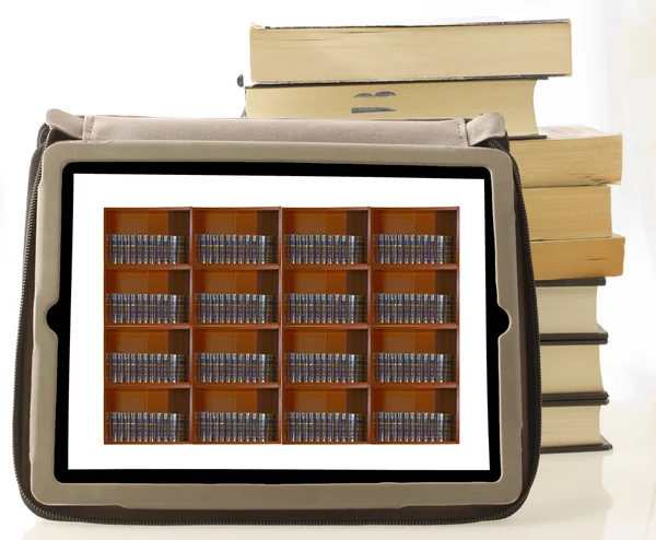 Tablet met boeken — Stockfoto
