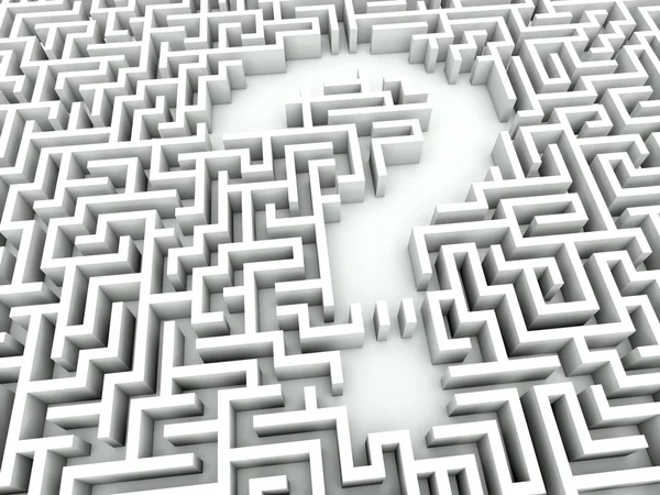 Labyrint med fråga tecken — Stockfoto