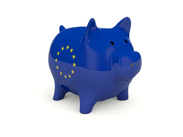 stock image Piggy Bank with European Union flag