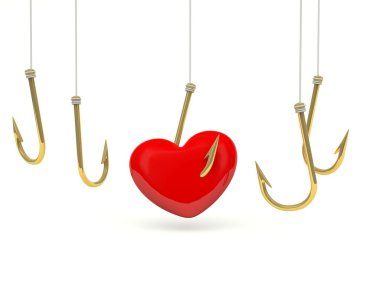 Red heart on the hook clipart