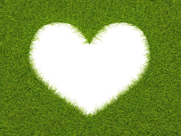 Serce kształt ramki z trawy — Zdjęcie stockowe