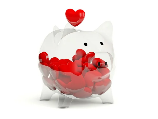 Banco porquinho com corações — Fotografia de Stock