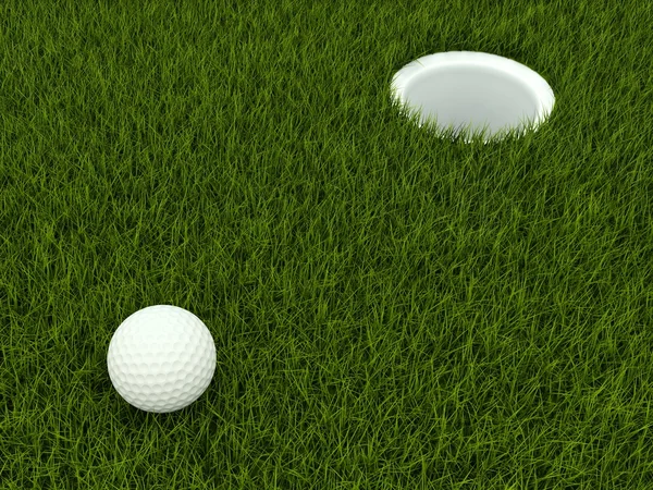 Bola de golfe em um campo — Fotografia de Stock