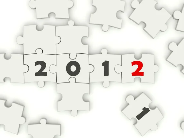 2012 新的一年在拼图上演唱 — 图库照片