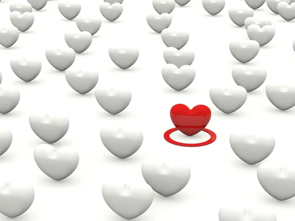 Coração vermelho com corações brancos — Fotografia de Stock