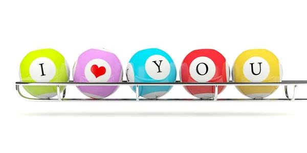 Лотерейные мячи со знаком "Я люблю тебя" — стоковое фото