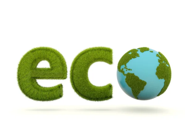 Znak Eco z ziemi na białym tle — Zdjęcie stockowe