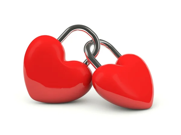 Två hjärtan låsta tillsammans — Stockfoto