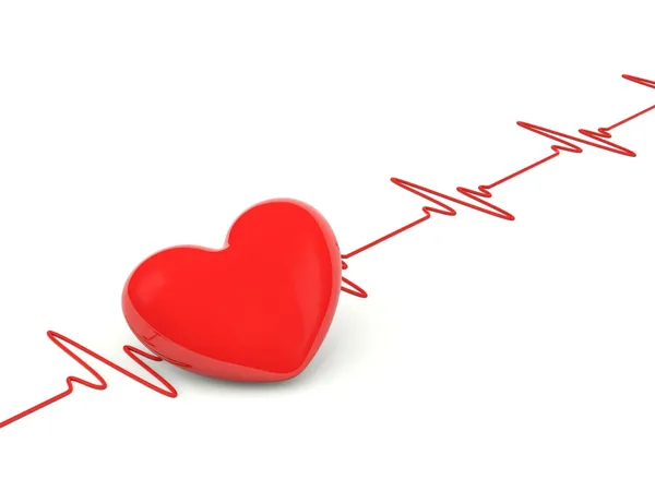 Coração com batimento cardíaco isolado em branco — Fotografia de Stock