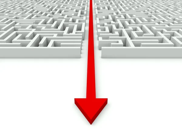 Maze with red arrow — Stock Photo, Image