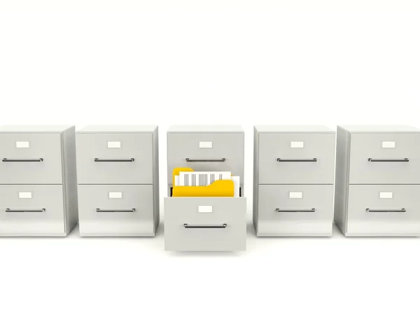 存档柜，带上白色隔离文件夹 — 图库照片