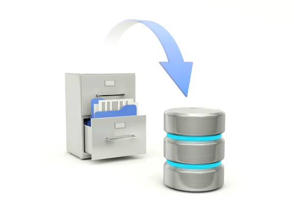 Kopiowanie plików z archiwum do bazy danych — Zdjęcie stockowe