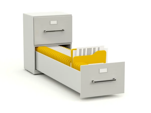 Armário de arquivo com pastas isoladas em branco — Fotografia de Stock